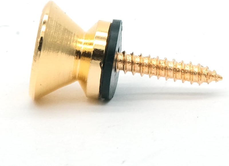 harpfeas 4PCS Metal Strap Buttons End Pins with Mounting Screws for Electric Acoustic Guitar, Bass, Ukulele (Gold) - Image 3